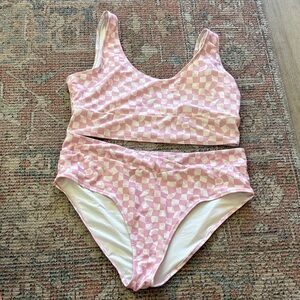 Pink Checkered Bikini Set